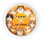 It Is Meow Cat O&#39;Clock Wall Art - Colorful Kitty Timekeeper 10-Inch Clock, 3 Base Colors, 2 Hand Colors