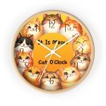 It Is Meow Cat O&#39;Clock Wall Art - Colorful Kitty Timekeeper 10-Inch Clock, 3 Base Colors, 2 Hand Colors
