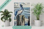 Coastal Guardian - Pelican on Pier Bas Relief Wall Art - Nature Inspired Nautical Tranquil Downloadable and Printable Home and Office Decor