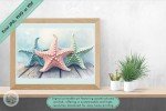 Coastal Charm Pastel Starfish Printable Wall Art - Perfect Oceanic, Nautical, Beach House, Bathroom, Home or Nursery Decor