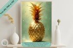 Golden Radiance Pineapple Wall Art - Luxurious Digital Printable for Coastal Home or Pineapple Decor - Perfect Hospitality Symbol or Gift