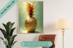 Golden Radiance Pineapple Wall Art - Luxurious Digital Printable for Coastal Home or Pineapple Decor - Perfect Hospitality Symbol or Gift