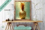 Golden Radiance Pineapple Wall Art - Luxurious Digital Printable for Coastal Home or Pineapple Decor - Perfect Hospitality Symbol or Gift
