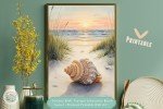 Serenity Shell: Tranquil Lowcountry Beach Sunset - Premium Printable Wall Art for Coastal Home and Office Decor Enthusiasts