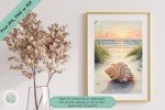 Serenity Shell: Tranquil Lowcountry Beach Sunset - Premium Printable Wall Art for Coastal Home and Office Decor Enthusiasts