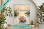 Serenity Shell: Tranquil Lowcountry Beach Sunset - Premium Printable Wall Art for Coastal Home and Office Decor Enthusiasts