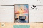 Serene Dusk & Dawn - Coastal Escape Fishing Boat Wall Art, Printable Sunrise Seascape Home and Office Decor - Ideal gift for art enthusiasts