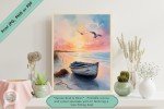 Serene Dusk & Dawn - Coastal Escape Fishing Boat Wall Art, Printable Sunrise Seascape Home and Office Decor - Ideal gift for art enthusiasts