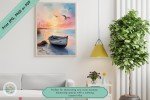 Serene Dusk & Dawn - Coastal Escape Fishing Boat Wall Art, Printable Sunrise Seascape Home and Office Decor - Ideal gift for art enthusiasts