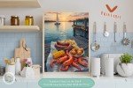 Sundown Feast at the Dock - Coastal Lowcountry Boil Wall Art Print - Perfect Gift for Food Lovers or Southern Living Enthusiasts
