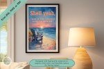 Shell Yeah, Seaside Serenity - Coastal Beach Sunset Wall Art for Home or Office Decor