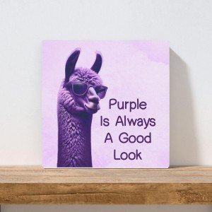 Chic Purple Llama Canvas Print | Modern Home Decor | Stylish Wall Art for Bedroom and Living Room, 8x8, 5x7