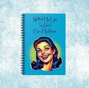 Brain-Gazing Beauty - Vintage-Inspired Ruled Spiral Notebook, 6x8 Inch, Eye-Rolling Humor