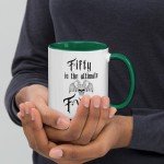 Fifty the Ultimate F-Word - 50th Birthday Sarcasm Mug, Gen-X, heavy metal, rocker, gift, funny, novelty, middle age, over the hill, unique