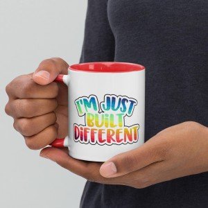 I&#39;m Just Built Different rainbow letters mug, quirky gift, birthday, valentines day, anniversary, mother&#39;s day, father&#39;s day, for funsies