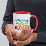 I&#39;m Just Built Different rainbow letters mug, quirky gift, birthday, valentines day, anniversary, mother&#39;s day, father&#39;s day, for funsies