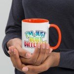 I&#39;m Just Built Different rainbow letters mug, quirky gift, birthday, valentines day, anniversary, mother&#39;s day, father&#39;s day, for funsies
