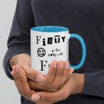 Fifty the Ultimate F-Word - 50th Birthday Sarcasm Mug, Gen-X, punk, rocker, gift, funny, novelty, over the hill, unique, sarcastic