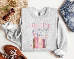 Easter Bunny Sweatshirt Gift For Her, Hip Hop to the Bookshop Cozy Spring Sweater, Booktrovert Gift for Easter, All Booked for Easter Shirt