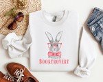 Booktrovert Bunny With Reading Glasses and Bow Tie, Rabbit Sweatshirt Book Lover Gift, Cute Cozy Reading Sweatshirt, Bookish Rabbit Shirt