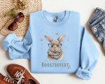 Booktrovert Bunny With Reading Glasses and Scarf, Easter Sweatshirt Book Lover Gift, Cute Cozy Bunny Reading Sweater, Bunny Rabbit Butterfly