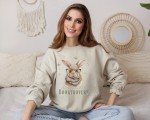 Booktrovert Bunny With Reading Glasses and Scarf, Easter Sweatshirt Book Lover Gift, Cute Cozy Bunny Reading Sweater, Bunny Rabbit Butterfly