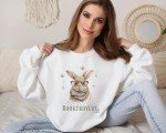 Booktrovert Bunny With Reading Glasses and Scarf, Easter Sweatshirt Book Lover Gift, Cute Cozy Bunny Reading Sweater, Bunny Rabbit Butterfly