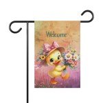 Charming Springtime Welcome Double-Sided Garden Flag with Whimsical Duck and Floral Design, 2 Sizes