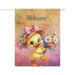 Charming Springtime Welcome Double-Sided Garden Flag with Whimsical Duck and Floral Design, 2 Sizes