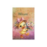 Charming Springtime Welcome Double-Sided Garden Flag with Whimsical Duck and Floral Design, 2 Sizes