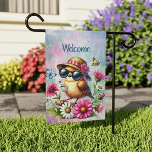 Charming Welcome Bird Double-Sided Garden Flag - Perfect for Home & Garden