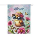 Charming Welcome Bird Double-Sided Garden Flag - Perfect for Home & Garden