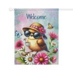 Charming Welcome Bird Double-Sided Garden Flag - Perfect for Home & Garden