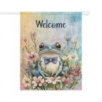 Charming Garden Welcome Flag - Double-Sided Whimsical Frog Design Available in Two Sizes