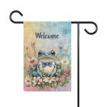 Charming Garden Welcome Flag - Double-Sided Whimsical Frog Design Available in Two Sizes