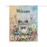 Charming Garden Welcome Flag - Double-Sided Whimsical Frog Design Available in Two Sizes