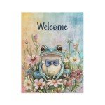 Charming Garden Welcome Flag - Double-Sided Whimsical Frog Design Available in Two Sizes