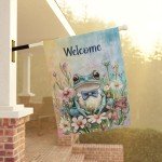 Charming Garden Welcome Flag - Double-Sided Whimsical Frog Design Available in Two Sizes