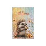 Charming Welcome Double-Sided Garden Flag with Hedgehog and Bird - Rustic Outdoor Decor