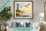 Serene Dawn - Premium Lighthouse and Pelican Wall Art Print - Unique Coastal Decor for Home or Office