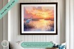 Serene Egret at Sunset - High-Quality Printable Wall Art - Nature and Wildlife Art for Home or Office Decor