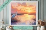 Serene Egret at Sunset - High-Quality Printable Wall Art - Nature and Wildlife Art for Home or Office Decor