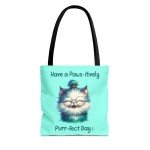 Paws-itively Purr-fect Day Cat Tote Bag. Cute Cat Tote Bag, Daily Use Bag, Gift for Cat Lovers, Shopping Tote, 13&quot;, 16&quot;, 18&quot;