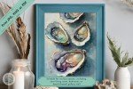 Ocean&#39;s Whisper - Coastal Inspired Printable Oyster Wall Art - Nature and Maritime Home Decor for Serene Living Spaces