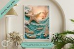 Oceanic Voyage Bas-Relief Wall Art – Nautical Starfish and Sailboat Scene for Maritime Enthusiasts Seeking Unique Decor