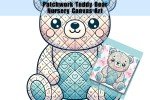 Charming Hearts Patchwork Teddy Bear Canvas Art - Perfect for Nursery or Playroom Decor