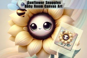 Sunflower Snuggles Canvas Art - Enchanted Nature Wall Decor for Home, Nursery & Office - Bright Floral Print, Gift Idea
