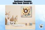 Sunflower Snuggles Canvas Art - Enchanted Nature Wall Decor for Home, Nursery & Office - Bright Floral Print, Gift Idea