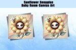 Sunflower Snuggles Canvas Art - Enchanted Nature Wall Decor for Home, Nursery & Office - Bright Floral Print, Gift Idea