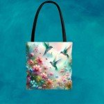 Enchanting Hummingbird Tote Bag, Floral Shopping Bag, Eco-Friendly Carryall, Perfect Gift for Nature Lovers, Spring-Summer Tote